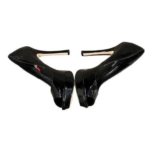 BCBGeneration BG Sasha Peep Toe Platform Pumps in the Size 8 in Black Patent - Picture 6 of 15